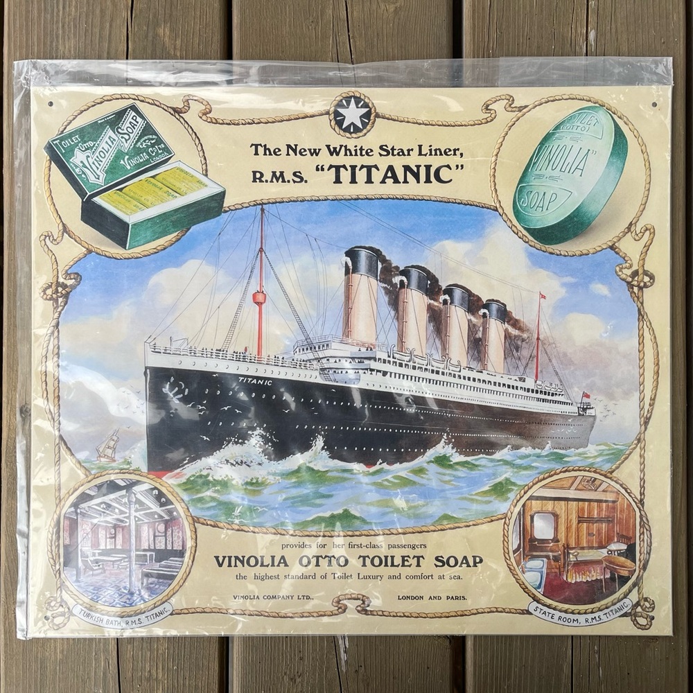 Titanic x Vinolia Otto Toilet Soap Reproduction Metal Sign Made in Great Britain